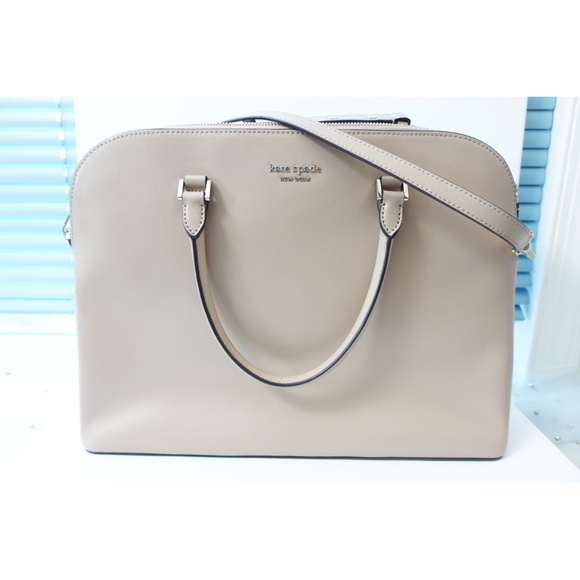 Kate Spade Beige Brown Saffiano Laptop Leather Bag - Picture 7 of 10